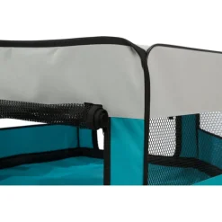 TRIXIE Freilauf mit Netz/Boden, Zwergkaninchen, Polyester, türkis/hellgrau | ø 150 x 65 cm