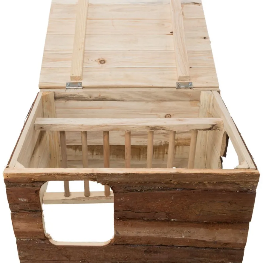 TRIXIE Haus Hilke mit Raufe, Meerschweinchen, Rindenholz | 40 x 23 x 32 cm