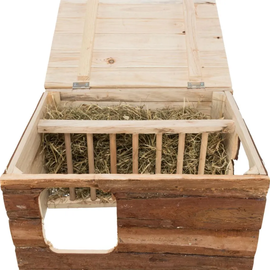 TRIXIE Haus Hilke mit Raufe, Meerschweinchen, Rindenholz | 40 x 23 x 32 cm