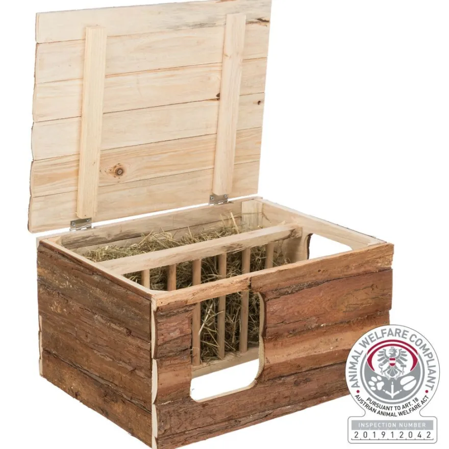 TRIXIE Haus Hilke mit Raufe, Meerschweinchen, Rindenholz | 40 x 23 x 32 cm