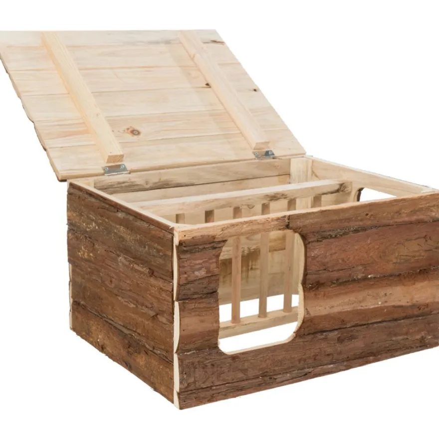 TRIXIE Haus Hilke mit Raufe, Meerschweinchen, Rindenholz | 40 x 23 x 32 cm