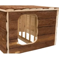 TRIXIE Haus Hilke mit Raufe, Meerschweinchen, Rindenholz | 40 x 23 x 32 cm