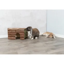TRIXIE Haus Ila 2 Ausgänge/Raufe, Meerschw., Rindenholz | 40 x 25 x 29 cm