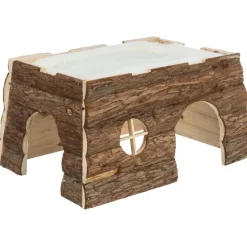 TRIXIE Haus Tilde mit Bett, Meerschweinchen, Rindenholz | 39 x 22 x 29 cm