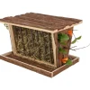 TRIXIE Heuraufe mit Boden & Dach, Rindenholz | 40 x 22 x 30 cm