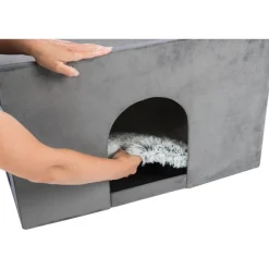 TRIXIE Höhle Harvey mit Treppe, grau/weiß-schwarz | 135 x 47 x 50 cm