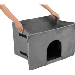 TRIXIE Höhle Harvey mit Treppe, grau/weiß-schwarz | 135 x 47 x 50 cm
