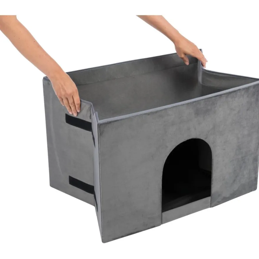 TRIXIE Höhle Harvey mit Treppe, grau/weiß-schwarz | 135 x 47 x 50 cm