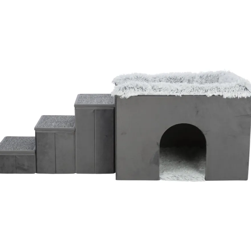 TRIXIE Höhle Harvey mit Treppe, grau/weiß-schwarz | 135 x 47 x 50 cm