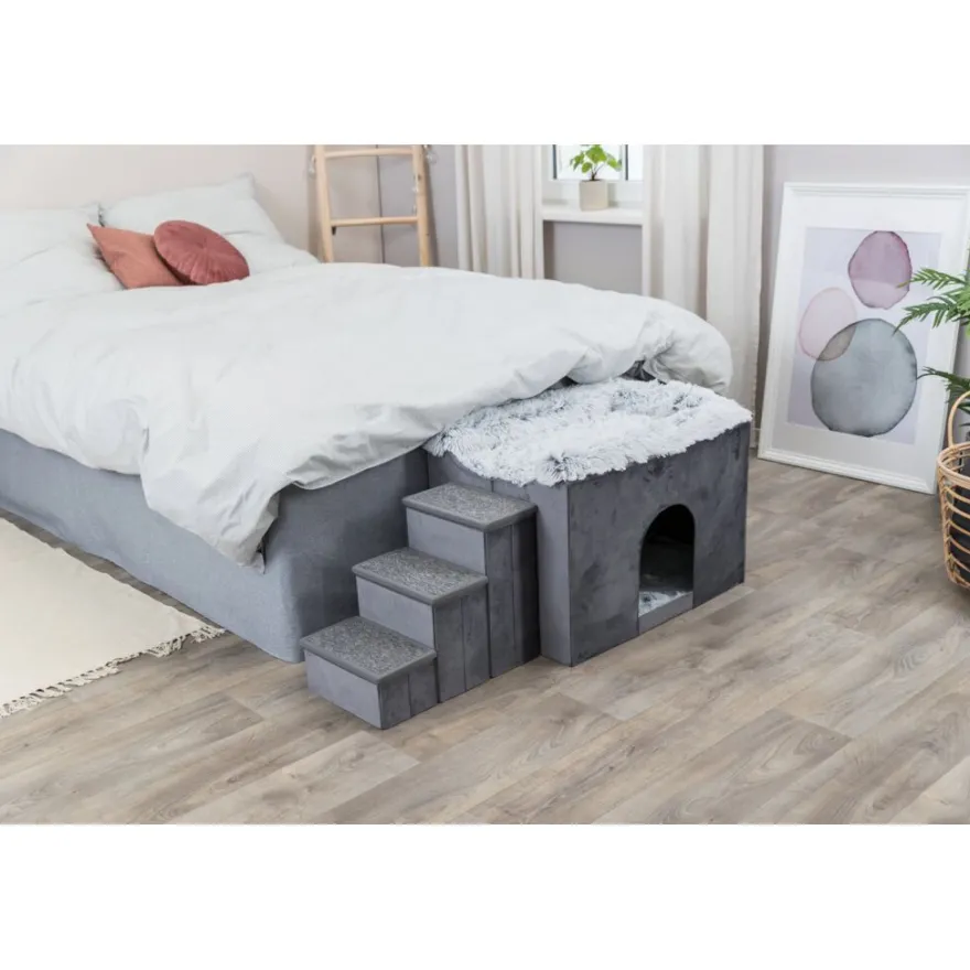 TRIXIE Höhle Harvey mit Treppe, grau/weiß-schwarz | 135 x 47 x 50 cm
