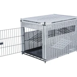 TRIXIE Home Kennel, Polyrattan, hellgrau | M: 58 x 60 x 77 cm