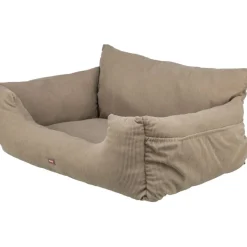 TRIXIE Hundeautositz extra breit, Cord-Optik, taupe | 80 × 35 × 60 cm