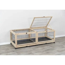 TRIXIE Indoor Gehege, Meerschw./Kaninchen, Holz/Metall | 150 x 50 x 60 cm