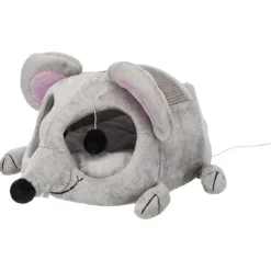 TRIXIE Junior Höhle Lukas, Plüsch/Sisal, hellgrau/grau | 35 x 33 x 65 cm