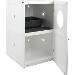 TRIXIE Katzenhaus für Katzentoilette XL, 2 Etagen, MDF, weiß | 53 x 90 x 58 cm