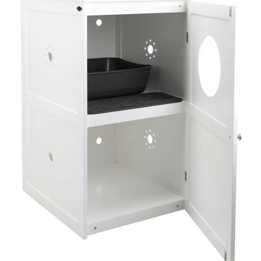 TRIXIE Katzenhaus für Katzentoilette XL, 2 Etagen, MDF, weiß | 53 x 90 x 58 cm