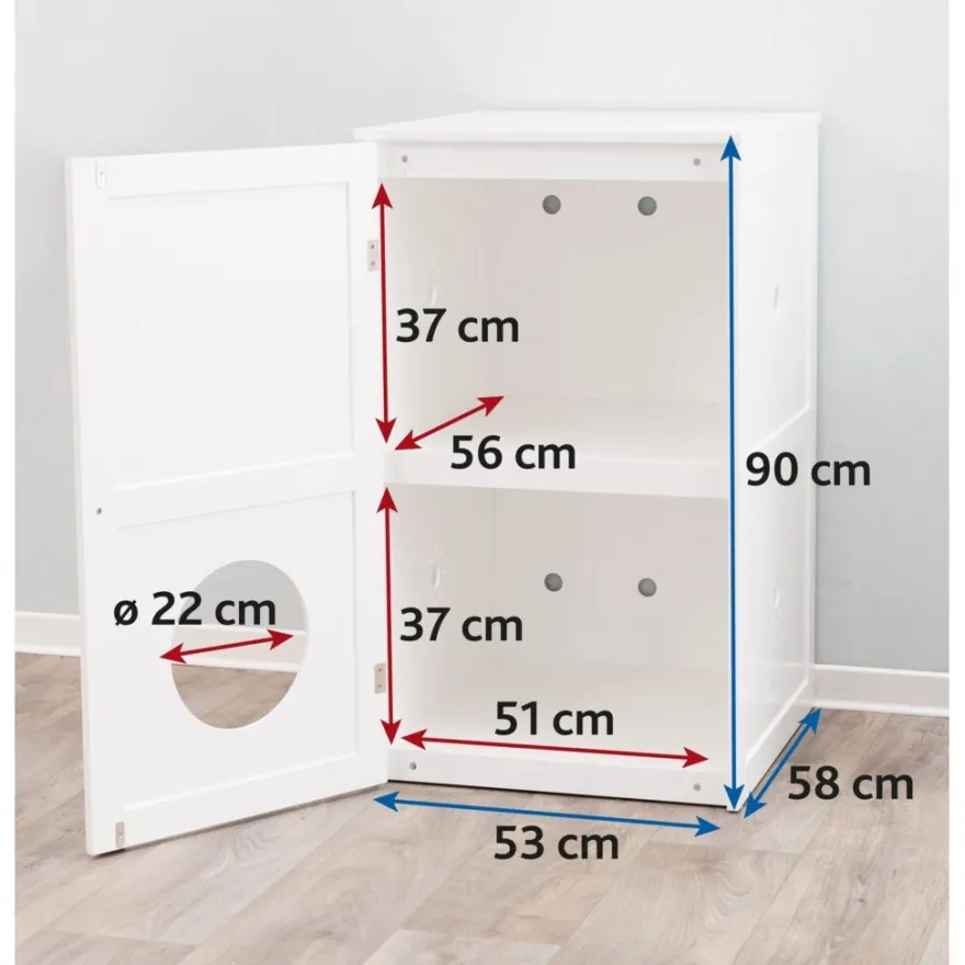 TRIXIE Katzenhaus für Katzentoilette XL, 2 Etagen, MDF, weiß | 53 x 90 x 58 cm