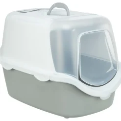 TRIXIE Katzentoilette Vico Open Top, mit Haube, hellgrau/weiß | 40 × 40 × 56 cm