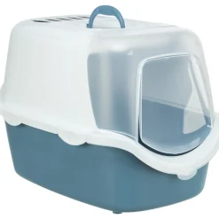 TRIXIE Katzentoilette Vico Open Top, mit Haube, blau/weiß | 40 × 40 × 56 cm