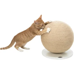 TRIXIE Kratzball auf Platte, Jute/Holz | ø 29 x 31 cm