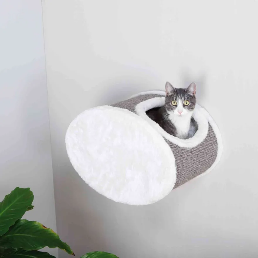 TRIXIE Kuschelhöhle zur Wandmontage, weiß/grau | 42 x 29 x 28 cm