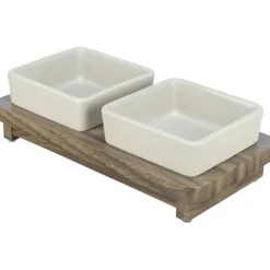 TRIXIE Napf-Set CityStyle, Keramik/MDF, grau/braun | 2 x 0.4 l