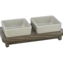 TRIXIE Napf-Set CityStyle, Keramik/MDF, grau/braun | 2 x 0.4 l