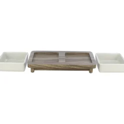 TRIXIE Napf-Set CityStyle, Keramik/MDF, grau/braun | 2 x 0.4 l