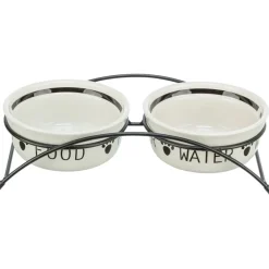 TRIXIE Napf-Set, Keramik/Metall, weiß/schwarz | 2 x 1.6 l