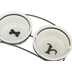 TRIXIE Napf-Set, Keramik/Metall, weiß/schwarz | 2 x 1.6 l