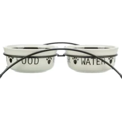 TRIXIE Napf-Set, Keramik/Metall, weiß/schwarz | 2 x 1.6 l