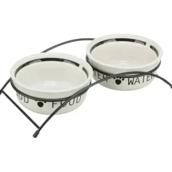 TRIXIE Napf-Set, Keramik/Metall, weiß/schwarz | 2 x 1.6 l