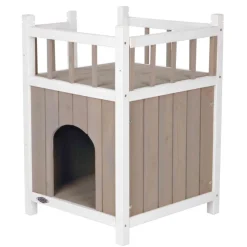 TRIXIE natura Cat's Home mit Balkon, grau/weiß | 45 x 65 x 45 cm
