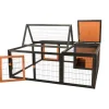TRIXIE natura Freilaufgehege mit Abdeckung, Holz, schwarz/braun | 150 x 53 x 150 cm