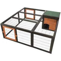 TRIXIE natura Freilaufgehege mit Abdeckung, Holz, schwarz/braun | 150 x 53 x 150 cm