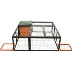 TRIXIE natura Freilaufgehege mit Abdeckung, Holz, schwarz/braun | 150 x 53 x 150 cm
