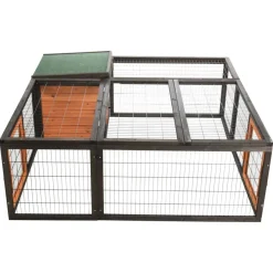 TRIXIE natura Freilaufgehege mit Abdeckung, Holz, schwarz/braun | 150 x 53 x 150 cm
