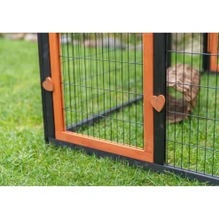 TRIXIE natura Freilaufgehege mit Abdeckung, Holz, schwarz/braun | 150 x 53 x 150 cm
