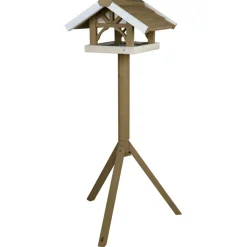 TRIXIE natura Futterhaus mit Ständer, Kiefernholz, grau/weiß | 45 x 28 x 44 cm