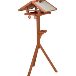 TRIXIE natura Futterhaus mit Ständer & Silo, Kiefernholz, braun | 55 x 27 x 53 cm
