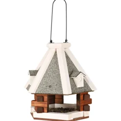 TRIXIE natura Futterhaus zum Aufhängen, Kiefernholz, braun/weiß | ø 36 x 35 cm