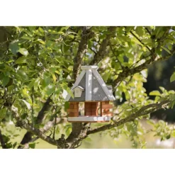 TRIXIE natura Futterhaus zum Aufhängen, Kiefernholz, braun/weiß | ø 36 x 35 cm