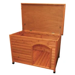 TRIXIE natura Hundehütte Classic Flachdach, braun | S–M: 85 x 58 x 60 cm