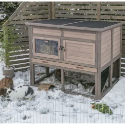 TRIXIE natura Kleintierstall XL mit Wärmedämmung, grau | 120 x 98 x 94 cm