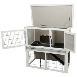 TRIXIE natura Meerschweinchenstall mit Freilaufgehege, grau/weiß | 104 x 97 x 52 cm