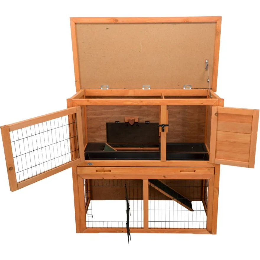 TRIXIE natura Meerschweinchenstall mit Freilaufgehege, braun | 104 x 97 x 52 cm