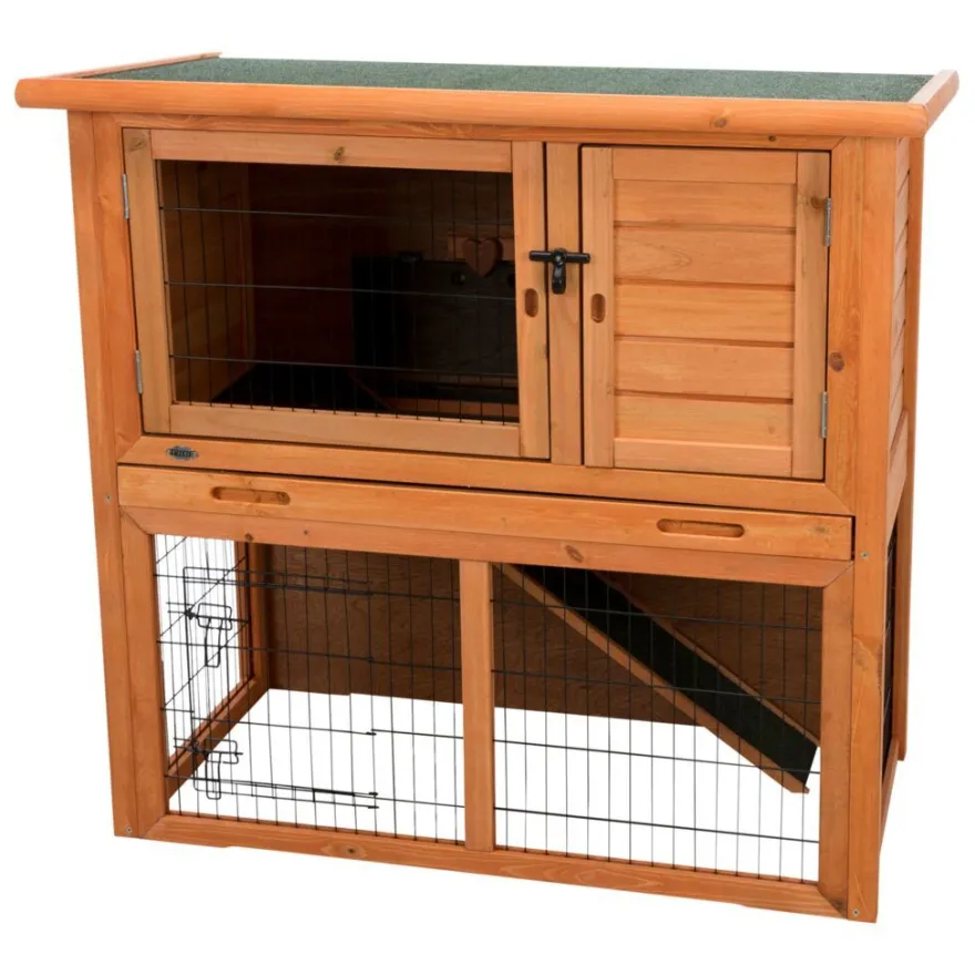 TRIXIE natura Meerschweinchenstall mit Freilaufgehege, braun | 104 x 97 x 52 cm