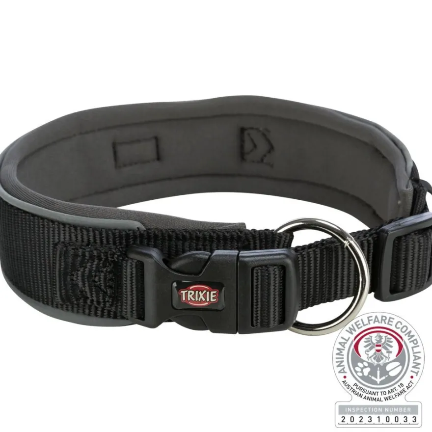 TRIXIE Premium Halsband, extra breit, schwarz/grafit | L–XL: 53-62 cm/50 mm