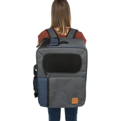 TRIXIE Rucksack & Tasche Tara 2 in 1, grau/blau | 25 x 38 x 50 cm