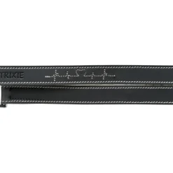 TRIXIE Rustic Fettleder-V-Leine Heartbeat, 2m, schwarz | L–XL: 2.00 m/25 mm